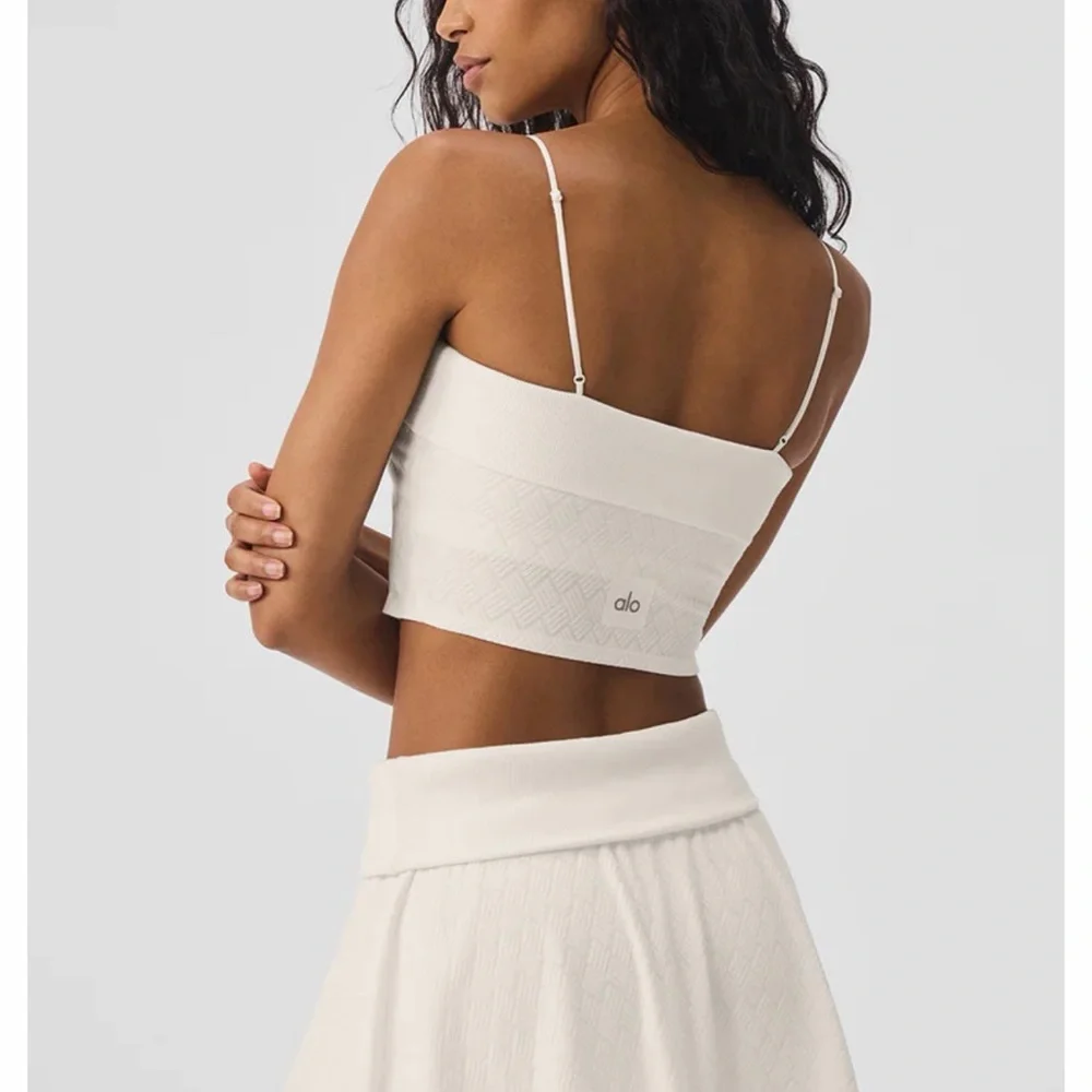 NWT Alo White Textured Crop Top and Mini Skirt Set Doubles Only Fold Over - Picture 2 of 7